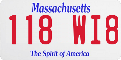 MA license plate 118WI8