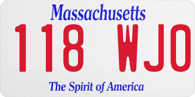 MA license plate 118WJ0