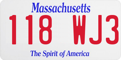 MA license plate 118WJ3