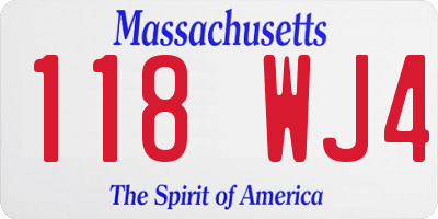 MA license plate 118WJ4