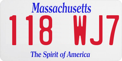 MA license plate 118WJ7