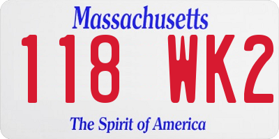 MA license plate 118WK2