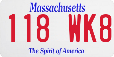 MA license plate 118WK8