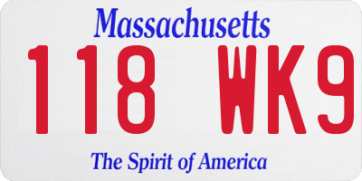 MA license plate 118WK9