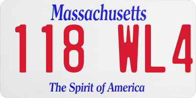 MA license plate 118WL4