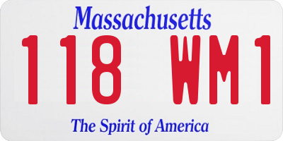 MA license plate 118WM1