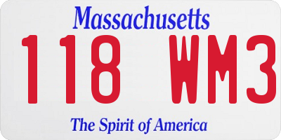 MA license plate 118WM3