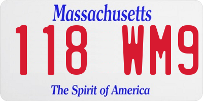 MA license plate 118WM9