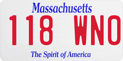 MA license plate 118WN0