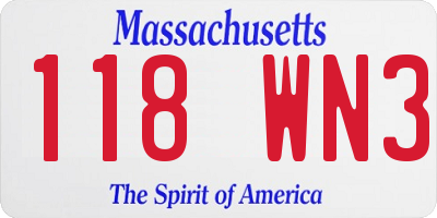 MA license plate 118WN3