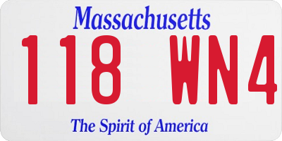 MA license plate 118WN4