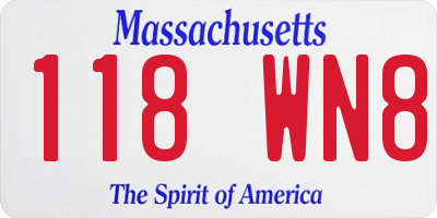MA license plate 118WN8