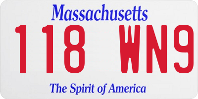 MA license plate 118WN9