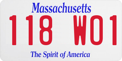 MA license plate 118WO1