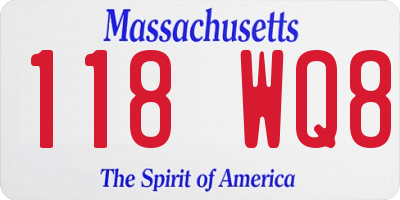 MA license plate 118WQ8