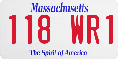 MA license plate 118WR1