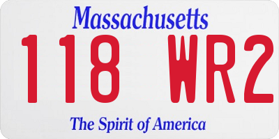 MA license plate 118WR2