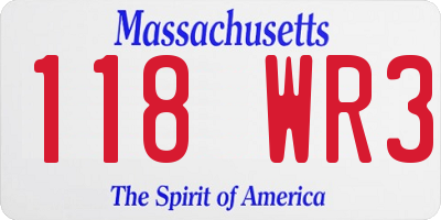 MA license plate 118WR3