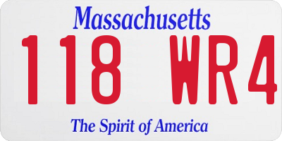 MA license plate 118WR4