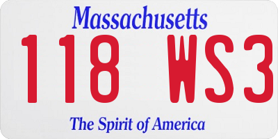 MA license plate 118WS3