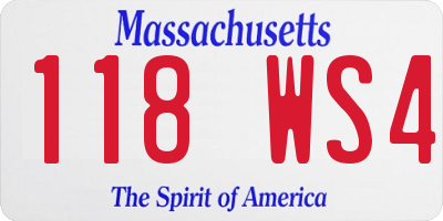 MA license plate 118WS4