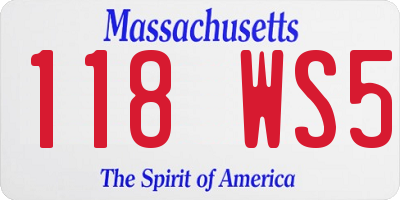 MA license plate 118WS5