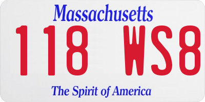 MA license plate 118WS8
