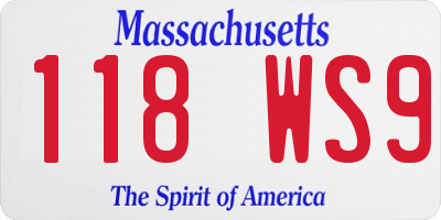 MA license plate 118WS9