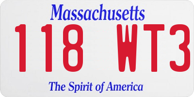 MA license plate 118WT3