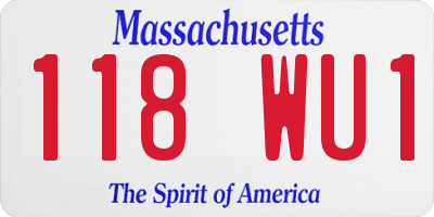 MA license plate 118WU1