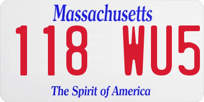 MA license plate 118WU5