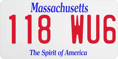 MA license plate 118WU6