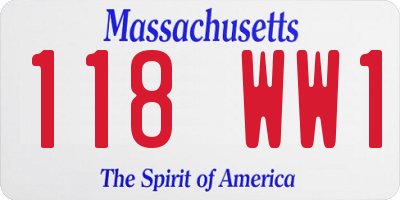 MA license plate 118WW1