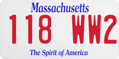 MA license plate 118WW2