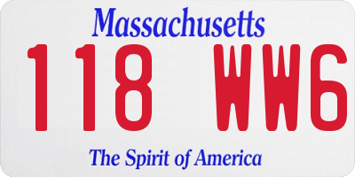 MA license plate 118WW6