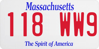 MA license plate 118WW9