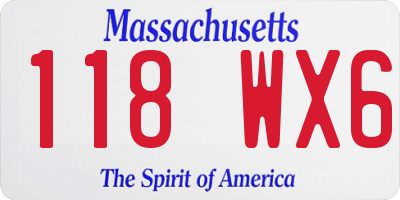 MA license plate 118WX6