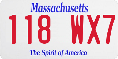 MA license plate 118WX7