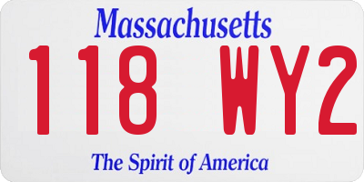 MA license plate 118WY2