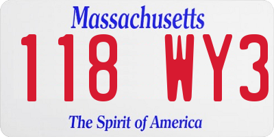 MA license plate 118WY3