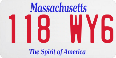 MA license plate 118WY6