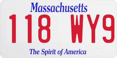 MA license plate 118WY9