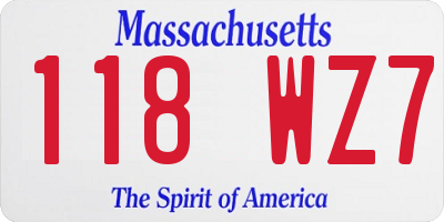 MA license plate 118WZ7