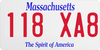 MA license plate 118XA8