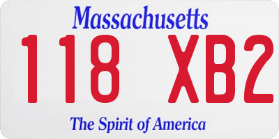MA license plate 118XB2