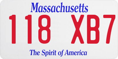 MA license plate 118XB7
