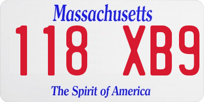 MA license plate 118XB9