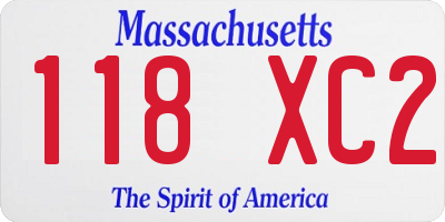 MA license plate 118XC2