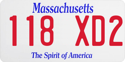 MA license plate 118XD2