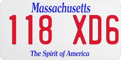 MA license plate 118XD6